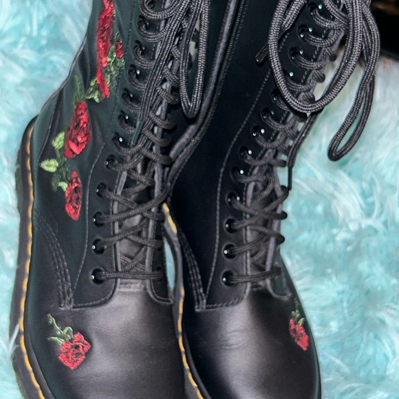 NEW DR MARTENS 1914 VONDA LEATHER Floral Mid-calf lace up AND ZIPPERED Boots! - Picture 10 of 16